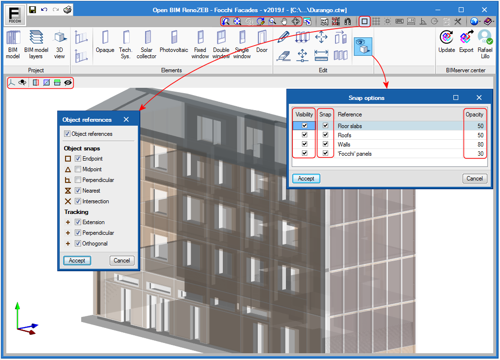 Open BIM RenoZEB - Focchi Facades. Ambiente di lavoro